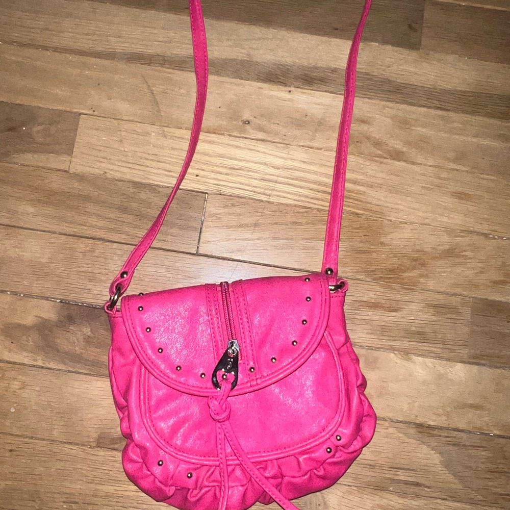 Betsey Johnson Betseyville Pink Moto Y2K Studded Crossbody Mini Shoulder Purse - Picture 4 of 11